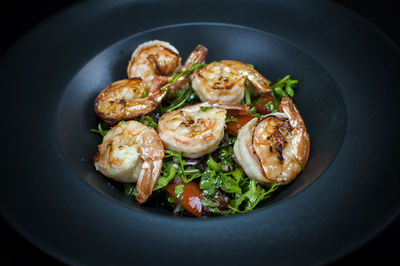 High angle view of seafood in plate