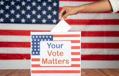 Close-up of hand holding flag