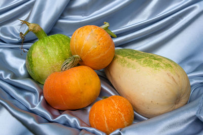 High angle view of oranges in plate