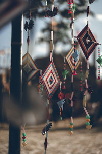 Close-up of decoration hanging outdoors