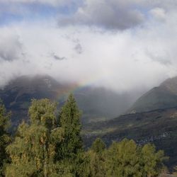 Scenic view of rainbow over mountain