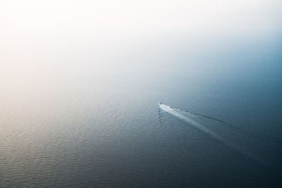 High angle view of boat against sky