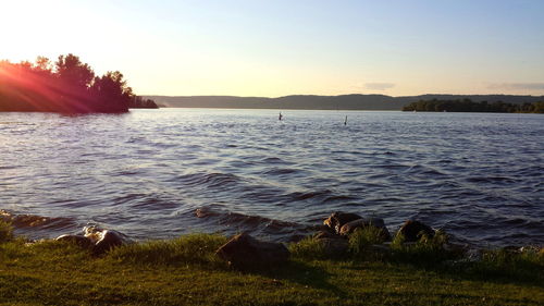 Scenic view of lake against sky