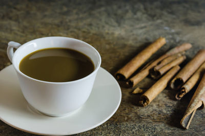 Close-up of coffee on table