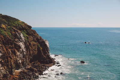 Scenic view of sea against clear sky