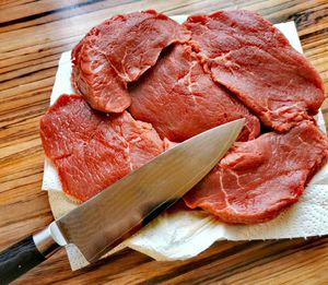 Close-up of food on cutting board