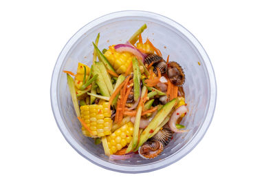 High angle view of vegetables in bowl