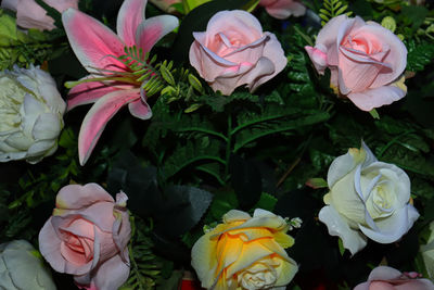 High angle view of rose bouquet