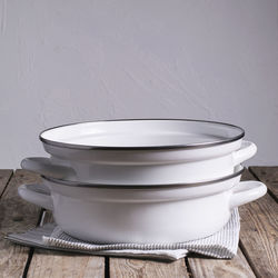 Close-up of bowls on table