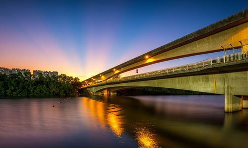 Bridge over river at night