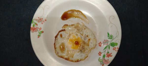 High angle view of breakfast served on table