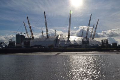 O2 arena against sky during sunny day