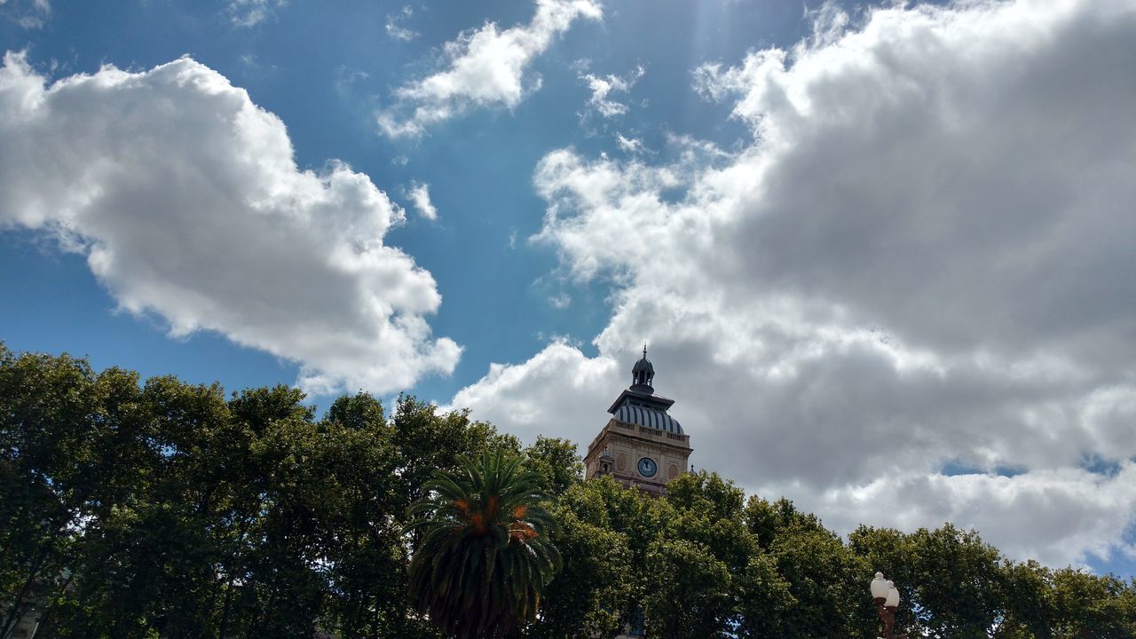 tree, sky, low angle view, cloud - sky, no people, architecture, building exterior, outdoors, built structure, nature, day