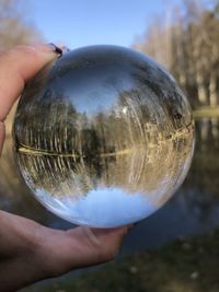 Cropped hand holding crystal ball