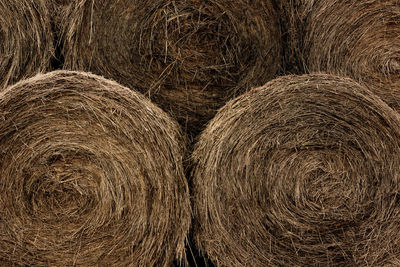 Full frame shot of hay bales on field