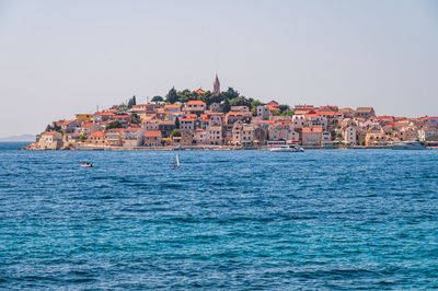 Scenic view of sea against clear sky