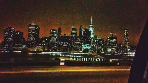 Illuminated city at night