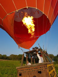 Hot air balloon flying taking off