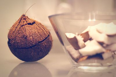 Close-up of ice cream on table