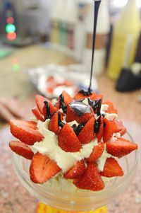 Close-up of dessert on table