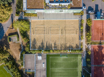 Aerial view of tennis court