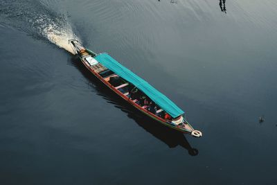 High angle view of boat on lake