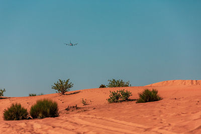 Scenic view of desert against clear sky