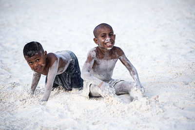 Playing on the sand as fine as wheat flour