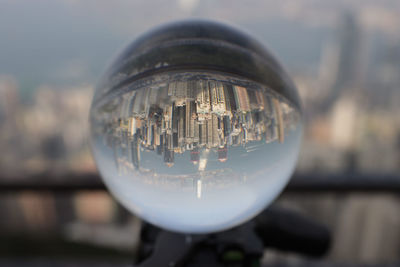 Close-up of glass of building
