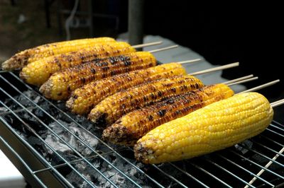 Corns on barbecue grill