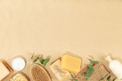 High angle view of food on table