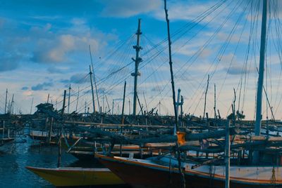 Boats moored in harbor