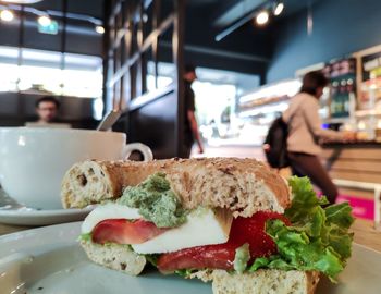 Close-up of breakfast served on table in restaurant