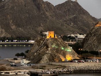 View of bridge over mountain