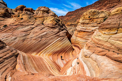 Low angle view of rock formations