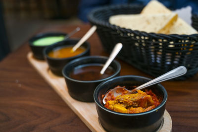 Close-up of food on table