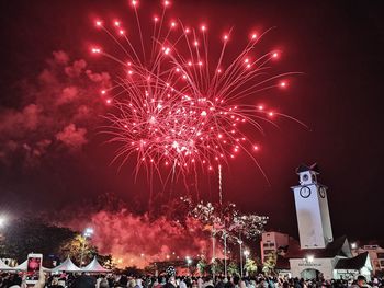 Firework display at night