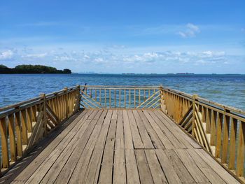 Pier over sea against sky