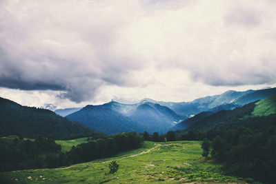 Scenic view of mountains against sky