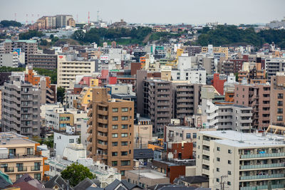 High angle view of townscape against sky