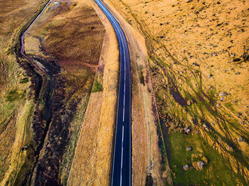 High angle view of highway on landscape