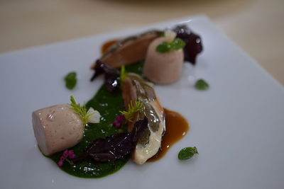 Close-up of fish served on plate