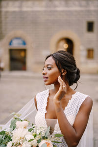 Woman looking at camera