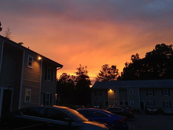 Buildings against sky during sunset