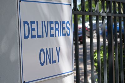 Close-up of text on railing