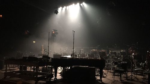 Illuminated empty concert hall