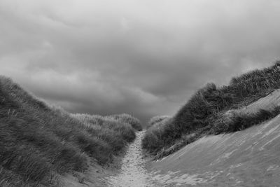 Scenic view of landscape against cloudy sky