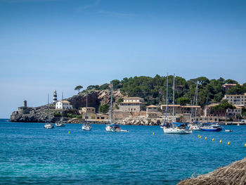 Boats sailing in sea