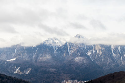 Snow covered mountain peak winter panorama landscape