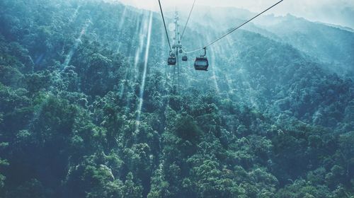 Overhead cable car over sea